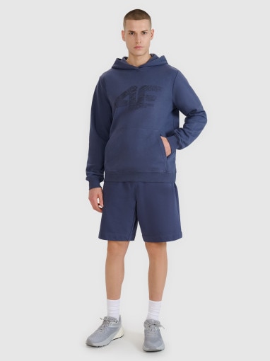 Męska bluza dresowa nierozpinana z kapturem 4F 4FWSS25TSWSM1585 - granatowa