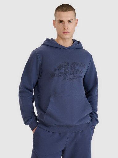4F Męska bluza dresowa nierozpinana z kapturem 4F 4FWSS25TSWSM1585  granatowa Granatowy