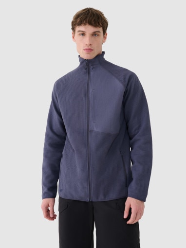 4F Męska bluza ze stójką rozpinana bez kaptura 4F 4FWSS25TSWSM1751  granatowa Granatowy