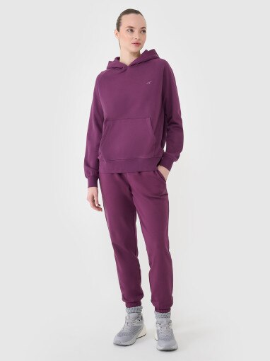 4F Damskie spodnie dresowe joggery 4F 4FWSS25TTROF0993  fioletowe Fioletowy