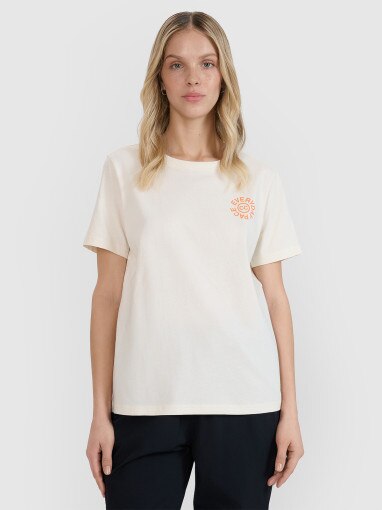 4F Damski tshirt oversize 4F 4FWSS25TTSHF1994  biały Biały