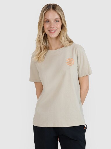 4F Damski tshirt oversize 4F 4FWSS25TTSHF1994  beżowy Beżowy