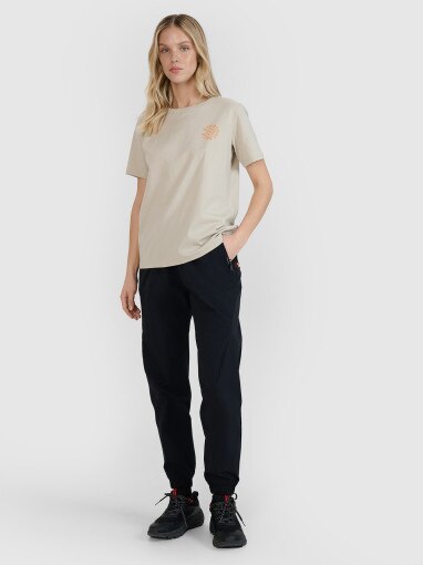 Damski t-shirt oversize 4F 4FWSS25TTSHF1994 - beżowy
