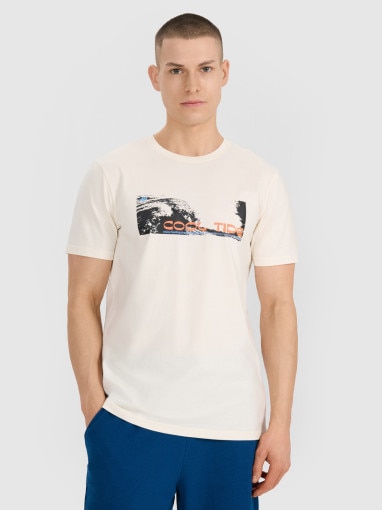 4F Męski tshirt z nadrukiem 4F 4FWSS25TTSHM2030  biały Biały