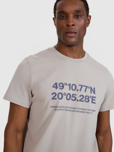 Męski t-shirt z nadrukiem 4F 4FWSS25TTSHM2209 -szary
