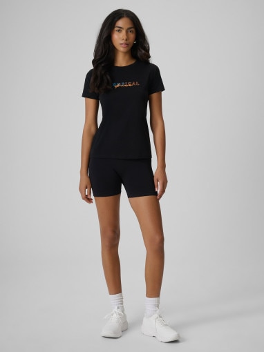 Damski t-shirt z nadrukiem 4F 4FWSS26TTSHF2717 - czarny