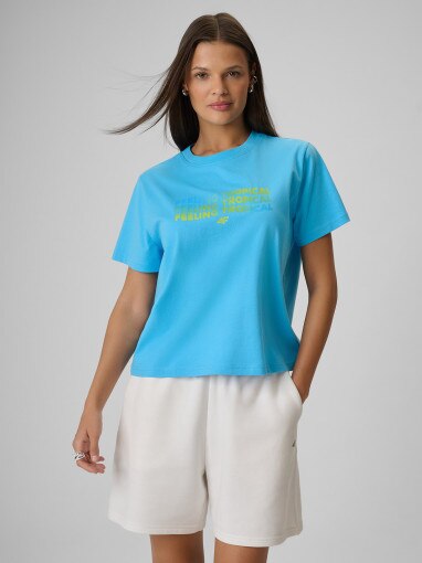 Obrazek dla: 4F Damski tshirt z nadrukiem 4F 4FWSS26TTSHF2720  niebieski Niebieski