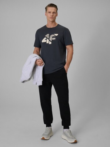 Męski t-shirt z nadrukiem 4F 4FWSS26TTSHM2667 - szary