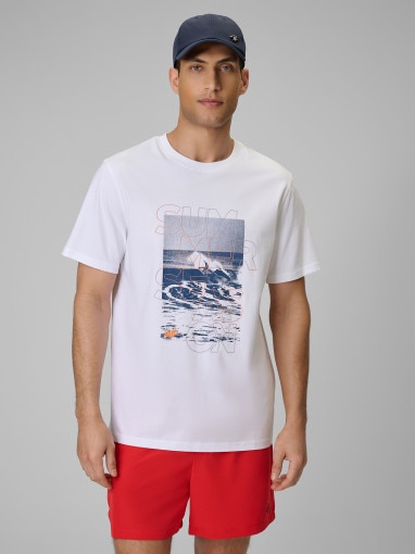 Obrazek dla: 4F Męski tshirt z nadrukiem 4F 4FWSS26TTSHM2783  biały Biały