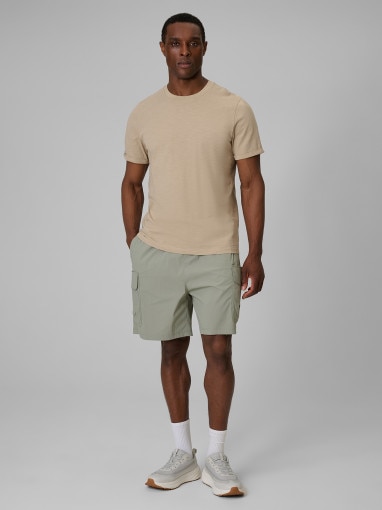 Męski t-shirt bez nadruku 4F 4FWSS26TTSHM3322 - beżowy