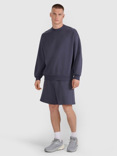 Bluza dresowa nierozpinana bez kaptura uniseks 4F 4FWSS25TSWSU1546 - granatowa