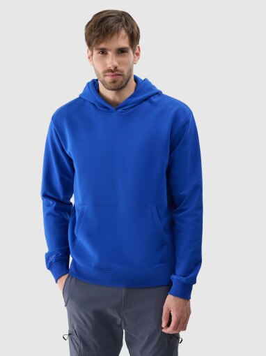 4F Bluza dresowa nierozpinana z kapturem męska 4F 4FWSS25TSWSM1749  niebieska Niebieski