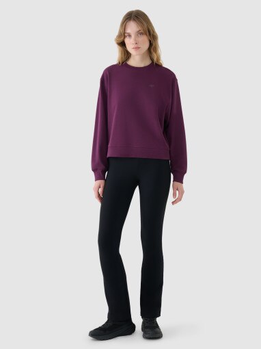 Damska bluza dresowa nierozpinana bez kaptura 4F 4FWSS25TSWSF1769 - fioletowa
