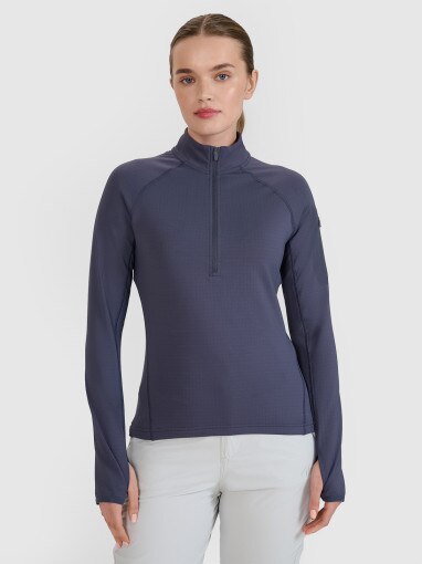 4F Damska bluza trekkingowa rozpinana bez kaptura 4F 4FWSS25TFSWF476  szara Szary
