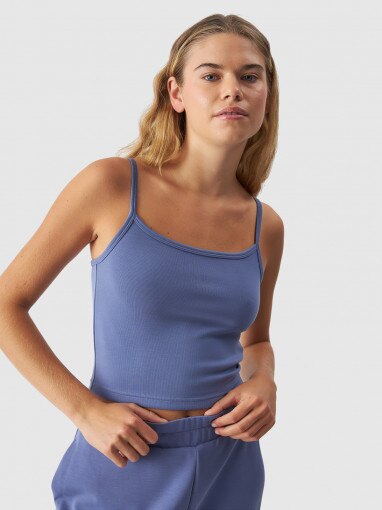 4F Damski croptop 4F 4FWAW24TSLEF107  niebieski Niebieski
