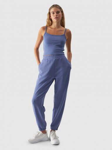 Damski crop-top 4F 4FWAW24TSLEF107 - niebieski