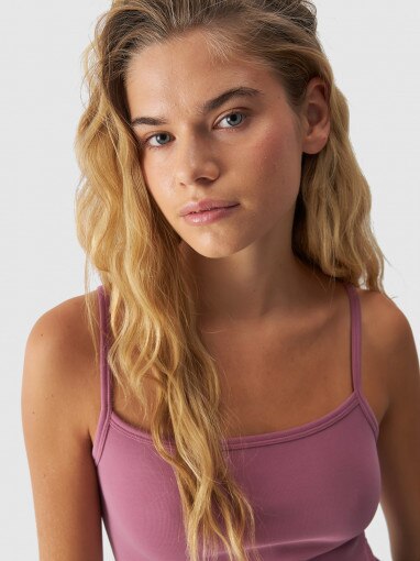 Damski crop-top 4F 4FWAW24TSLEF107 - różowy