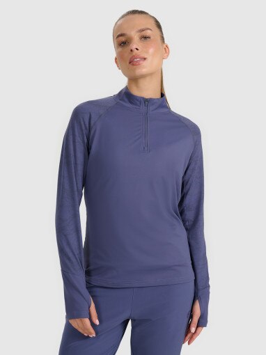  4F Damska bluza do biegania 4F 4FWAW25TFSWF578  granatowa Granatowy