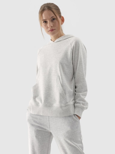 4F Damska bluza dresowa nierozpinana z kapturem 4F 4FWMM00TSWSF1468  szara Szary