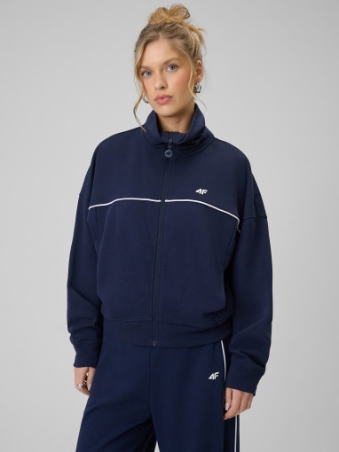  4F Damska bluza dresowa rozpinana bez kaptura 4F 4FWSS26TSWSF2174  granatowa Granatowy