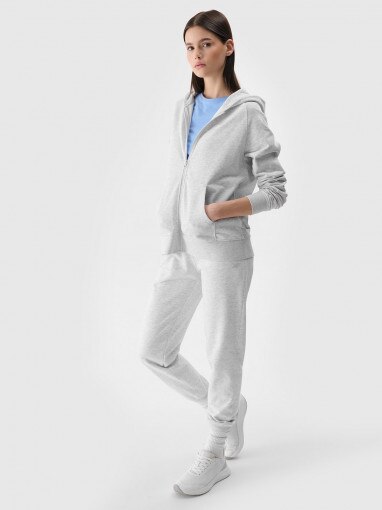 Damska bluza dresowa rozpinana z kapturem 4F 4FWMM00TSWSF1763 - szara