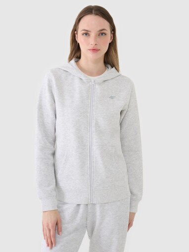 4F Damska bluza dresowa rozpinana z kapturem 4F 4FWMM00TSWSF2136  szara Szary