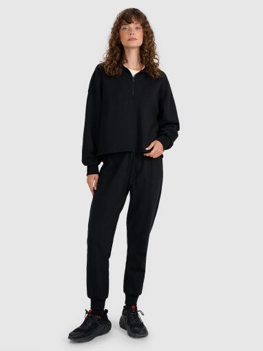 Damska bluza nierozpinana bez kaptura 4F 4FWAW25TSWSF1870 - czarna