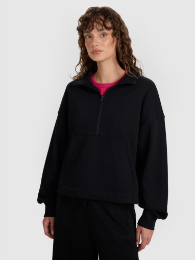  4F Damska bluza nierozpinana bez kaptura 4F 4FWAW25TSWSF1889  czarna Czarny