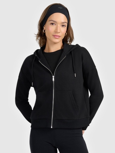 4F Damska bluza rozpinana z kapturem 4F 4FRAW25TSWSF2776 czarna Czarny