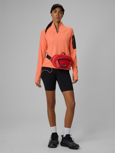 Damska bluza trekkingowa slim 4F 4FWSS26TFSWF642 - pomarańczowa