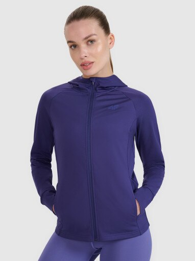 4F Damska bluza treningowa rozpinana z kapturem 4F 4FRSS25TFSWF467  granatowa  Granatowy