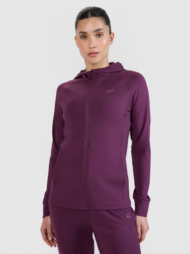 4F Damska bluza treningowa rozpinana z kapturem 4F 4FRSS25TFSWF467  fioletowa Fioletowy