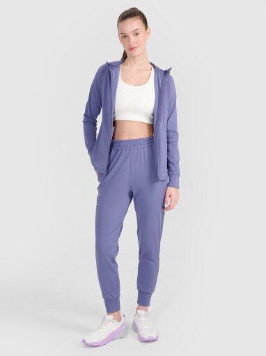 Damska bluza treningowa rozpinana z kapturem 4F 4FRSS25TFSWF467 - niebieska