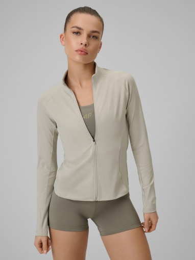  4F Damska bluza treningowa slim 4F 4FWSS26TFSWF0850  beżowa Beżowy