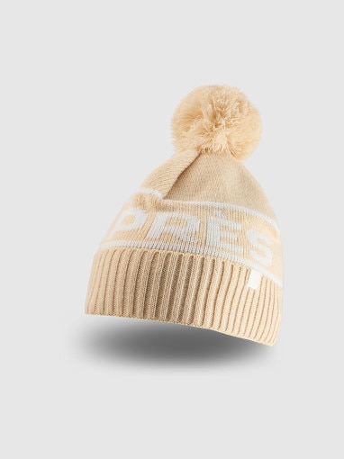 4F Damska czapka zimowa 4F 4FRAW25ACAPF0727 beżowa Beżowy