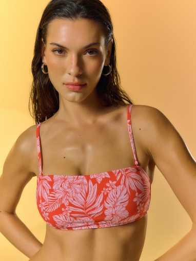 Damska góra od bikini 4F 4FRSS26UBKTF111 - biało-czerwona