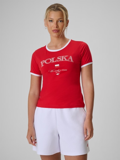 Obrazek dla: 4F Damska koszulka kibica 4F 4FRSS26TTSHF3889  czerwona Czerwony