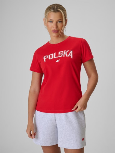 Obrazek dla: 4F Damska koszulka reprezentacji Polski replika 4F x PZLA 4FRSS26TTSHF4207  czerwona Czerwony