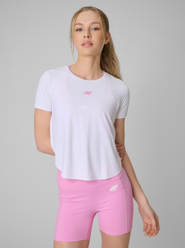  4F Damska koszulka treningowa 4F 4FRSS26TFTSF2335  biała Biały