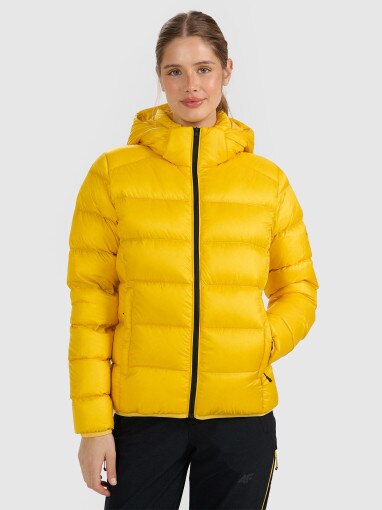 4F Damska kurtka trekkingowa z puchem naturalnym 4F 4FWAW25TDJAF0734 żółta żółty
