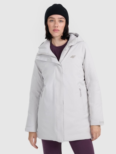 4F Damska parka zimowa 4F FRAW25TTJAF1027  szara Szary