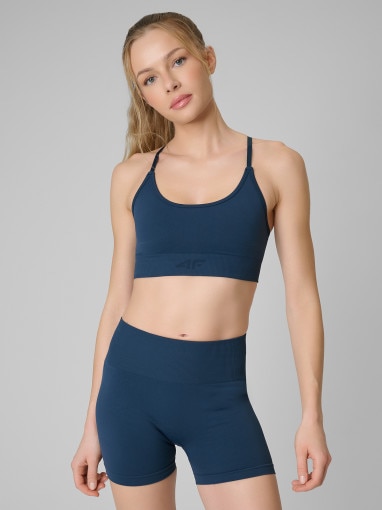  4F Damski biustonosz treningowy 4F 4FRSS26USBAF271  turkusowy Turkusowy