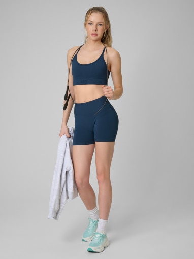 Damski biustonosz treningowy 4F 4FRSS26USBAF271 - turkusowy