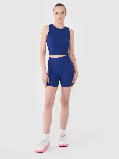 Damski crop top 4F 4FRSS25TSLEF234 - granatowy