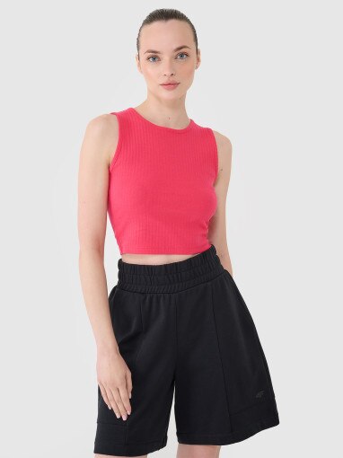 4F Damski crop top 4F 4FRSS25TSLEF234  różowy Różowy