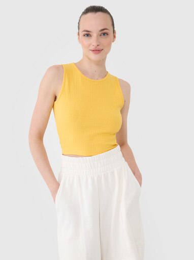 4F Damski crop top 4F 4FRSS25TSLEF234  żółty żółty