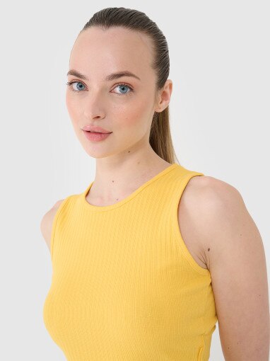 Damski crop top 4F 4FRSS25TSLEF234 - żółty