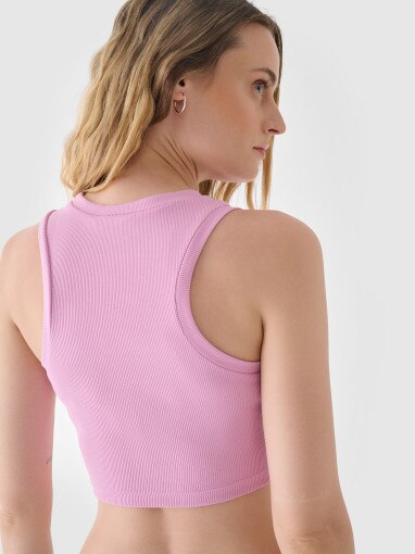 Damski crop top 4F 4FWSS24TSLEF066 - różowy