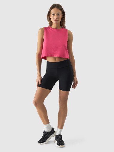 Damski crop top 4F 4FWSS24TSLEF071 - różowy