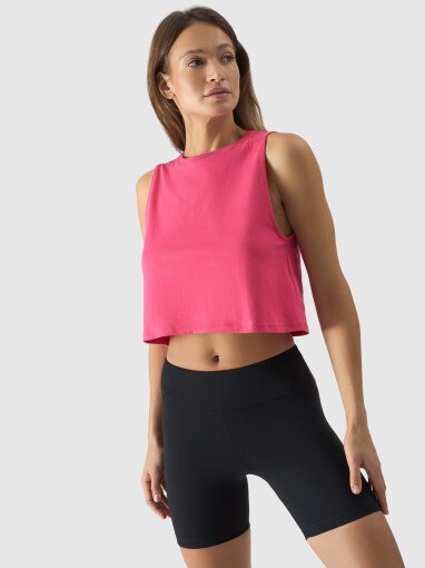 4F Damski crop top 4F 4FWSS24TSLEF071  różowy Różowy